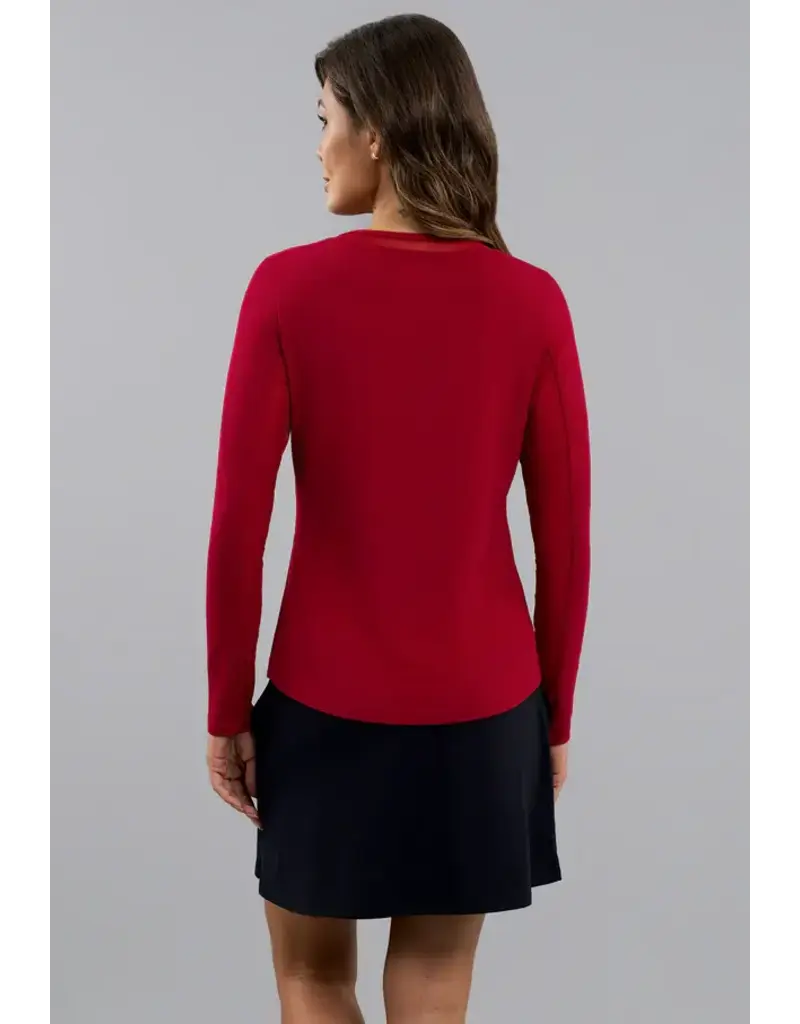 IBKul IBKul Solid Long Sleeve Crew w/ Mesh Ruby