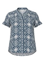 Liverpool Los Angeles Liverpool Flutter Sleeve Mix Print Button Front Woven Top