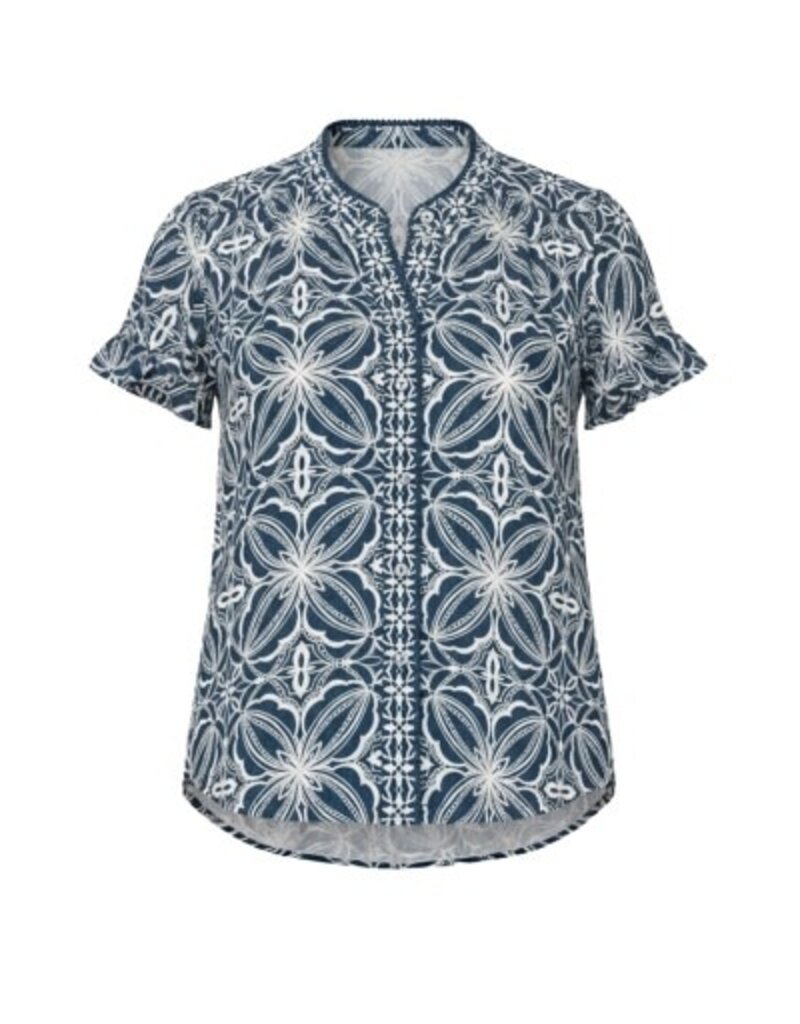 Liverpool Los Angeles Liverpool Flutter Sleeve Mix Print Button Front Woven Top