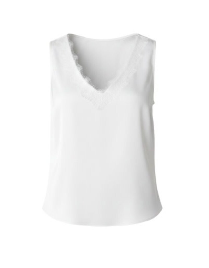 Liverpool Los Angeles Liverpool V-Neck Woven Tank with Lace Trim