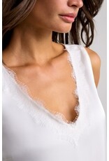Liverpool Los Angeles Liverpool V-Neck Woven Tank with Lace Trim