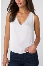 Liverpool Los Angeles Liverpool V-Neck Woven Tank with Lace Trim