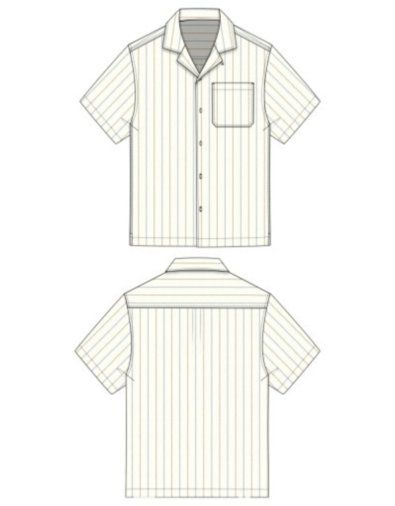 Liverpool Los Angeles Liverpool Short Sleeve Button Up Camp Shirt Ivory Aqua Stripe