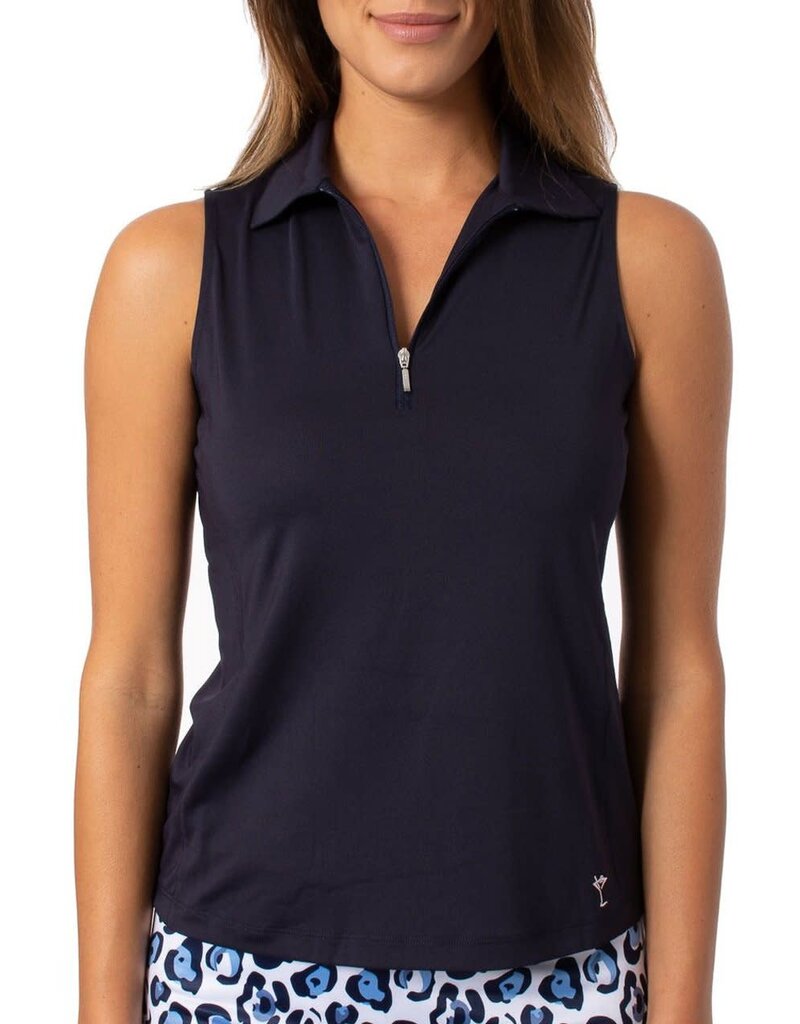 Golftini Golftini Sleeveless Zip Tech Polo Navy