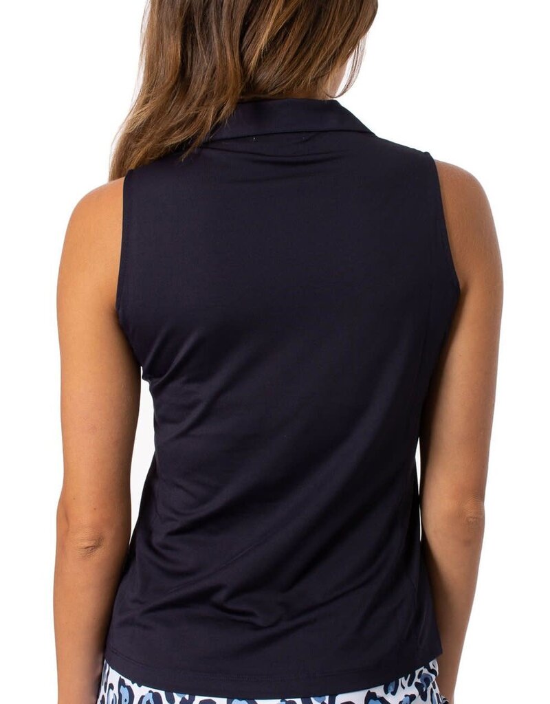 Golftini Golftini Sleeveless Zip Tech Polo Navy