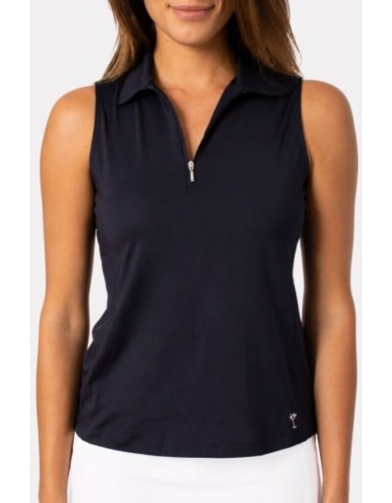 Golftini Golftini Sleeveless Zip Tech Polo Navy