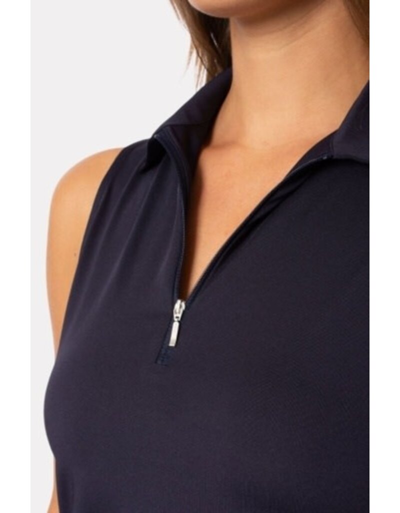 Golftini Golftini Sleeveless Zip Tech Polo Navy