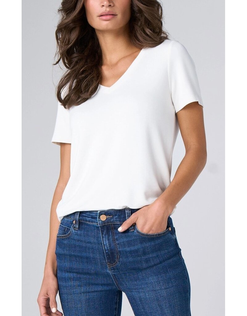 Liverpool Los Angeles Liverpool Short Sleeve V-Neck Knit Tee