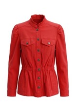 Liverpool Los Angeles Liverpool Puff Sleeve Trucker Jacket with Ruffle Collar