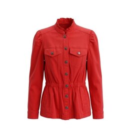 Liverpool Los Angeles Liverpool Puff Sleeve Trucker Jacket with Ruffle Collar