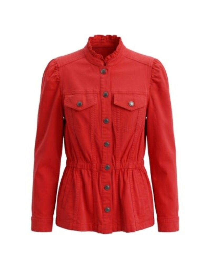 Liverpool Los Angeles Liverpool Puff Sleeve Trucker Jacket with Ruffle Collar