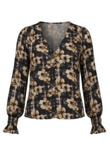 Liverpool Los Angeles Liverpool Long Sleeve Button Front Woven Top with Smocking