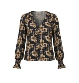 Liverpool Los Angeles Liverpool Long Sleeve Button Front Woven Top with Smocking