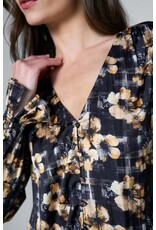 Liverpool Los Angeles Liverpool Long Sleeve Button Front Woven Top with Smocking