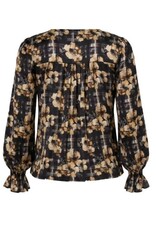 Liverpool Los Angeles Liverpool Long Sleeve Button Front Woven Top with Smocking