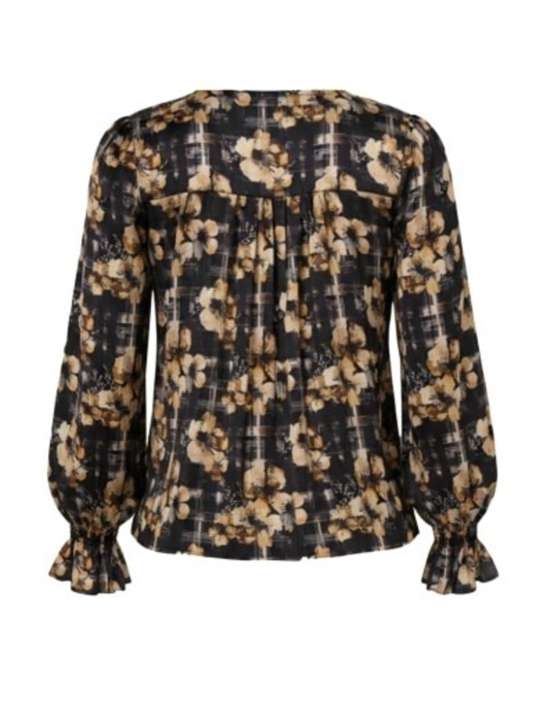 Liverpool Los Angeles Liverpool Long Sleeve Button Front Woven Top with Smocking