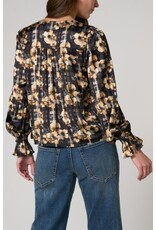 Liverpool Los Angeles Liverpool Long Sleeve Button Front Woven Top with Smocking
