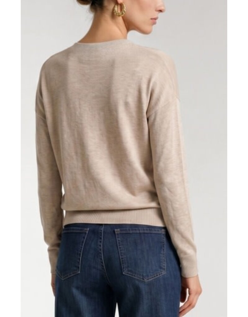 Liverpool Los Angeles Liverpool Long Sleeve Drape Neck Woven Sweater Hybrid