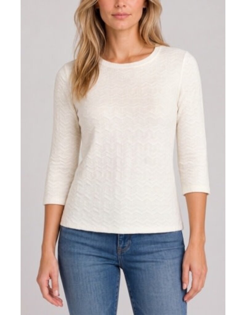 Liverpool Los Angeles Liverpool 3/4 Sleeve Crew Neck Knit Top with Rib Trim