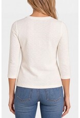 Liverpool Los Angeles Liverpool 3/4 Sleeve Crew Neck Knit Top with Rib Trim