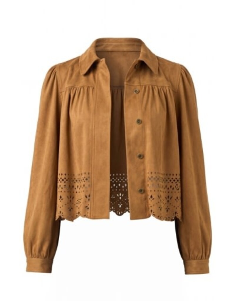 Liverpool Los Angeles Liverpool Puff Sleeve Jacket with Laser Cut Hem
