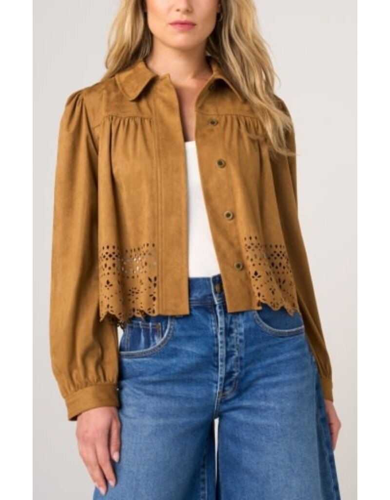 Liverpool Los Angeles Liverpool Puff Sleeve Jacket with Laser Cut Hem