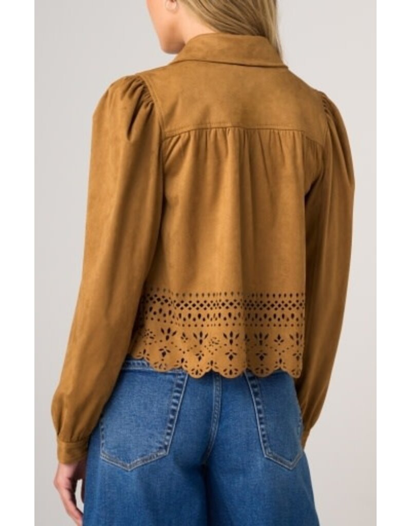 Liverpool Los Angeles Liverpool Puff Sleeve Jacket with Laser Cut Hem