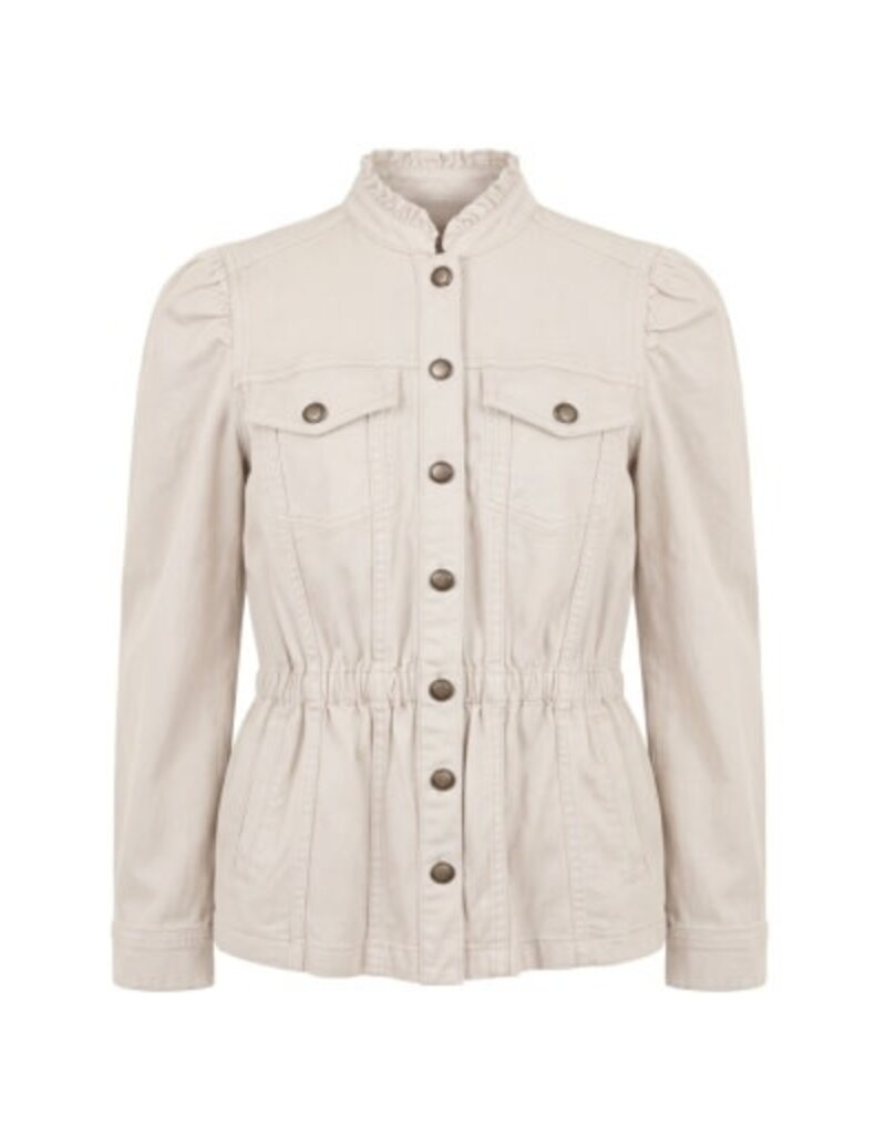 Liverpool Los Angeles Liverpool Puff Sleeve Trucker Jacket with Ruffle Collar
