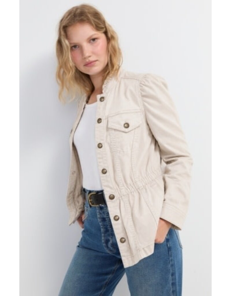 Liverpool Los Angeles Liverpool Puff Sleeve Trucker Jacket with Ruffle Collar