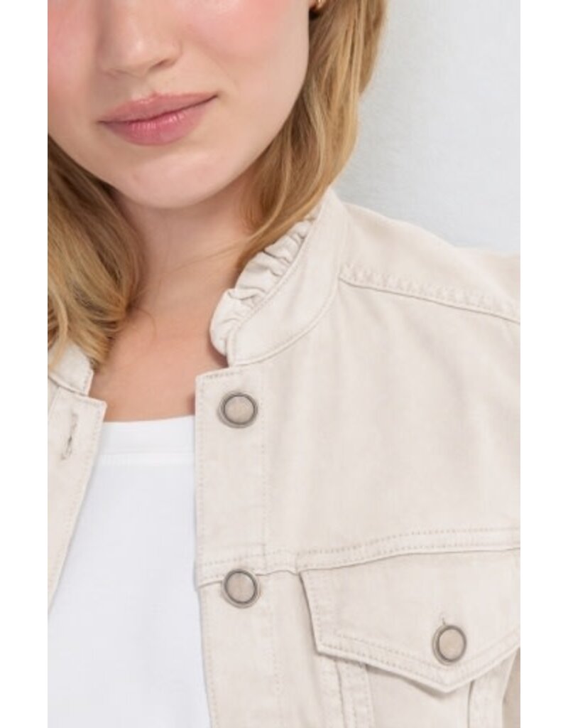 Liverpool Los Angeles Liverpool Puff Sleeve Trucker Jacket with Ruffle Collar