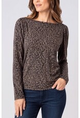 Liverpool Los Angeles Liverpool Long Sleeve Jewel Neck Knit Top with Shirring