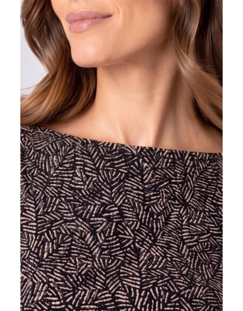 Liverpool Los Angeles Liverpool Long Sleeve Jewel Neck Knit Top with Shirring