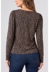 Liverpool Los Angeles Liverpool Long Sleeve Jewel Neck Knit Top with Shirring
