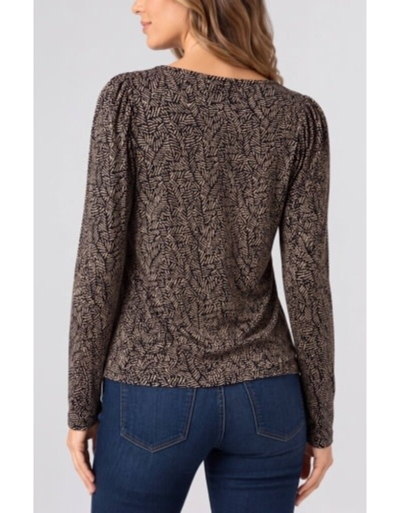 Liverpool Los Angeles Liverpool Long Sleeve Jewel Neck Knit Top with Shirring