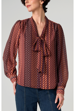 Liverpool Los Angeles Liverpool Long Sleeve Woven Blouse with Neck Tie
