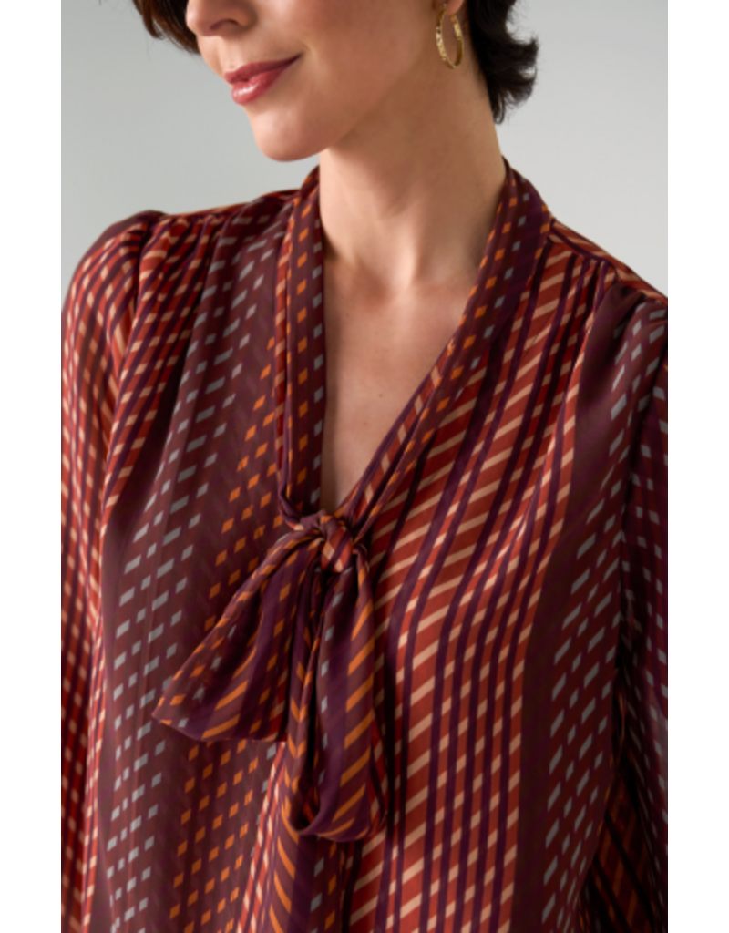 Liverpool Los Angeles Liverpool Long Sleeve Woven Blouse with Neck Tie