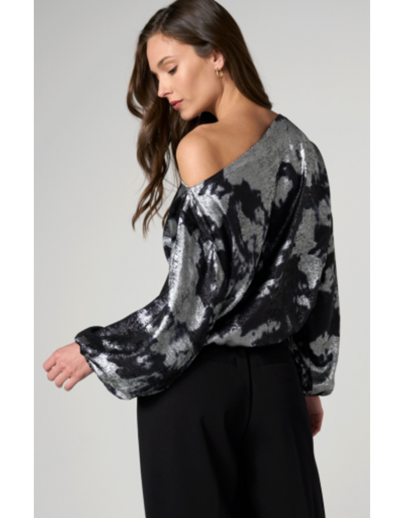 Liverpool Los Angeles Liverpool Long Sleeve One Shoulder Woven Top with Ties