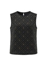 Liverpool Los Angeles Liverpool Sleeveless Embellished Knit to Woven Tee