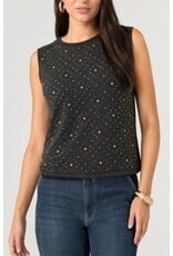 Liverpool Los Angeles Liverpool Sleeveless Embellished Knit to Woven Tee