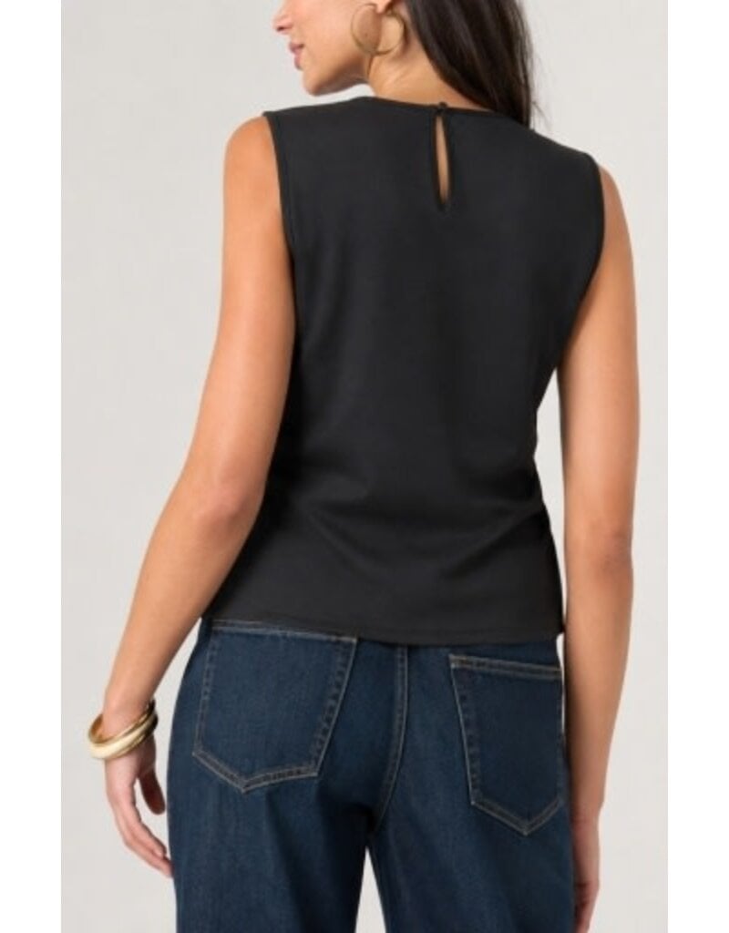 Liverpool Los Angeles Liverpool Sleeveless Embellished Knit to Woven Tee