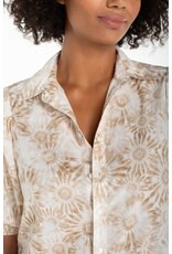 Liverpool Los Angeles Liverpool Puff Sleeve Button Front Woven Top with Twist