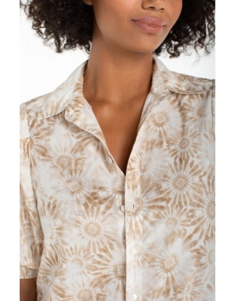 Liverpool Los Angeles Liverpool Puff Sleeve Button Front Woven Top with Twist