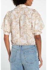 Liverpool Los Angeles Liverpool Puff Sleeve Button Front Woven Top with Twist