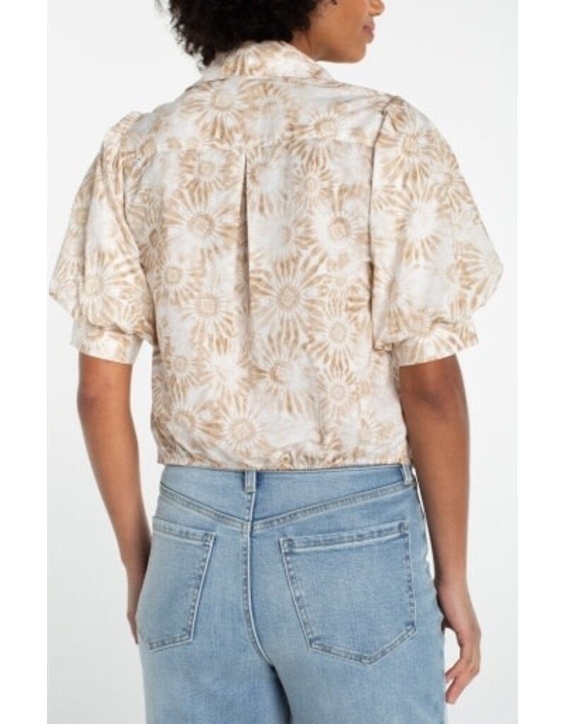 Liverpool Los Angeles Liverpool Puff Sleeve Button Front Woven Top with Twist