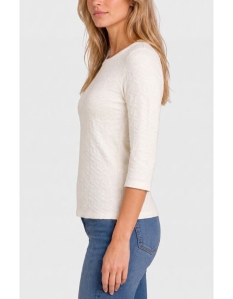 Liverpool Los Angeles Liverpool 3/4 Sleeve Crew Neck Knit Top with Rib Trim