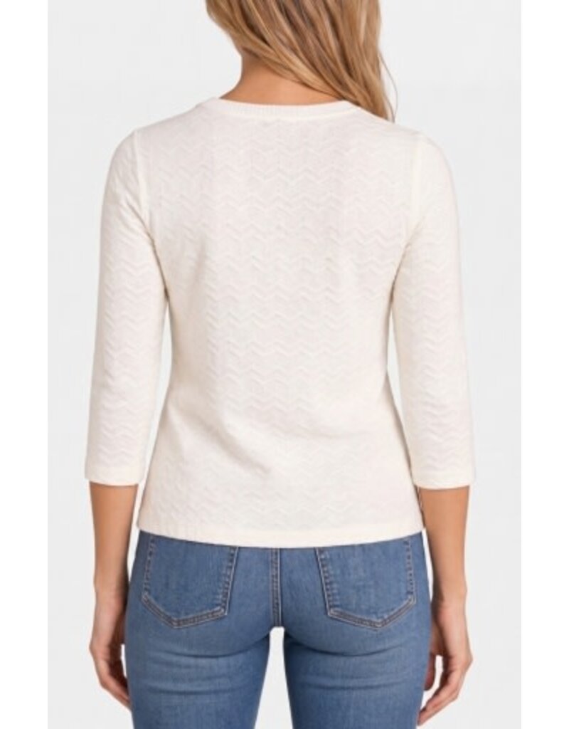 Liverpool Los Angeles Liverpool 3/4 Sleeve Crew Neck Knit Top with Rib Trim