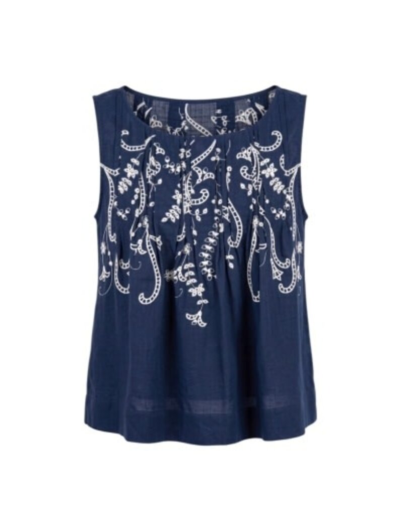 Liverpool Los Angeles Liverpool Sleeveless Boat Neck Woven Top with Pintucks