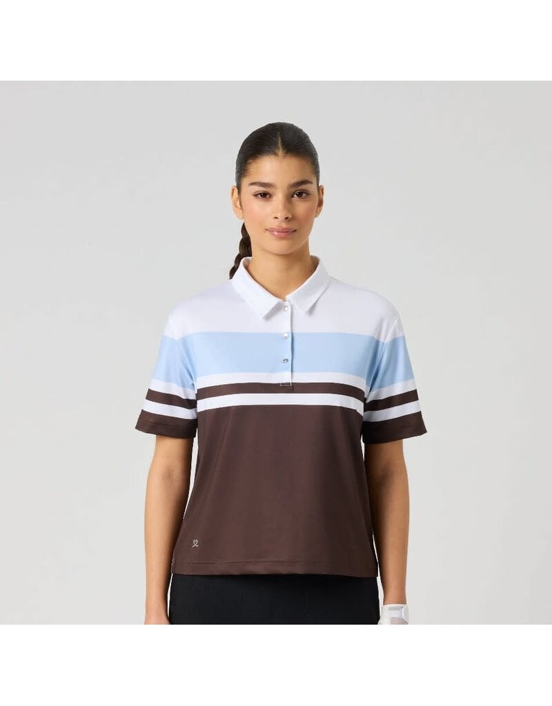 Daily Sports Daily Sports Cropped Short Sleeve Striped Polo Brownie