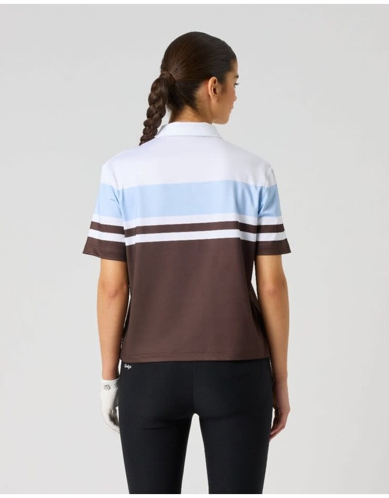 Daily Sports Daily Sports Cropped Short Sleeve Striped Polo Brownie