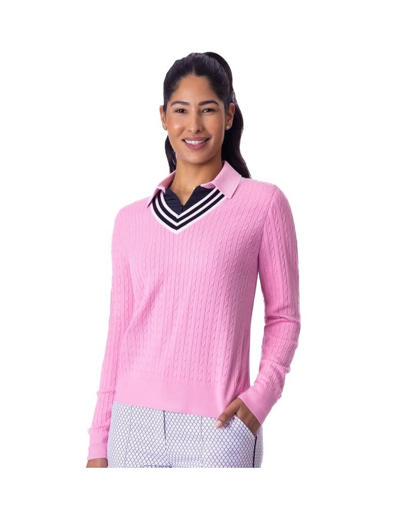 Belyn Key Belyn Key Ivy V-neck Cable Sweater Aurora Glow
